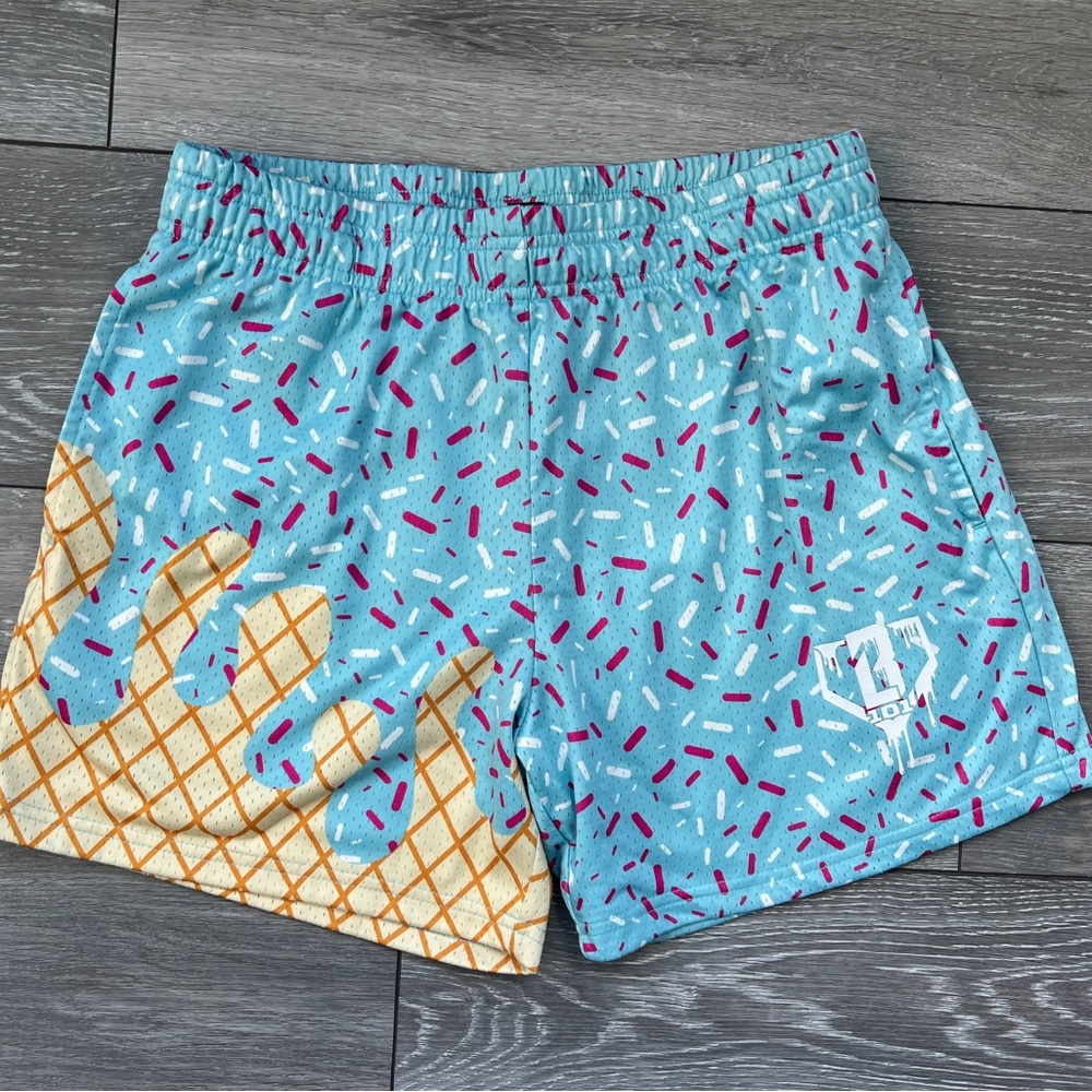 Blue Ice Cream Patterned Shorts